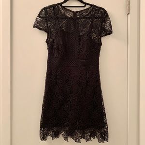 Zara Black Short Sleeve Lace Mini Dress